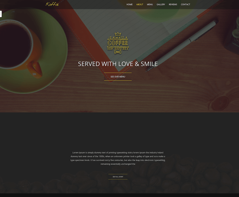 Koffie One Page HTML Landing Page