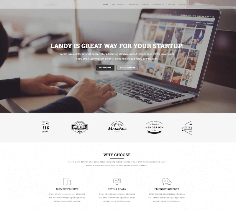 Landy Onepage Startup Landing Page