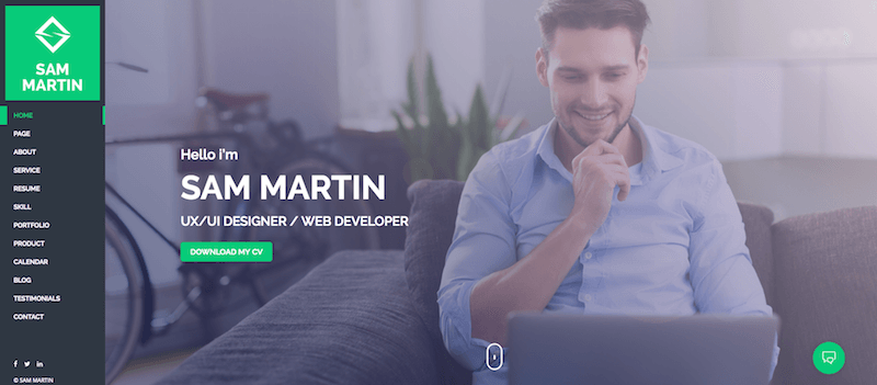 Sam Martin Personal vCard Resume WordPress Theme