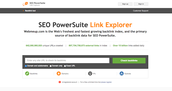 WebMeUp Backlink Tool