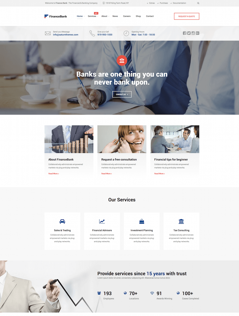 FinanceBank WordPress Theme