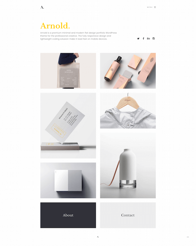 موضوع Arnold Minimal Portfolio WordPress