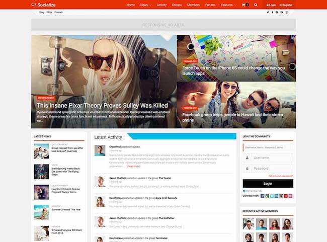 socialize-buddypress-powered-community-theme