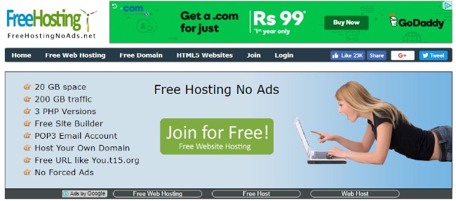 freehosting no ads