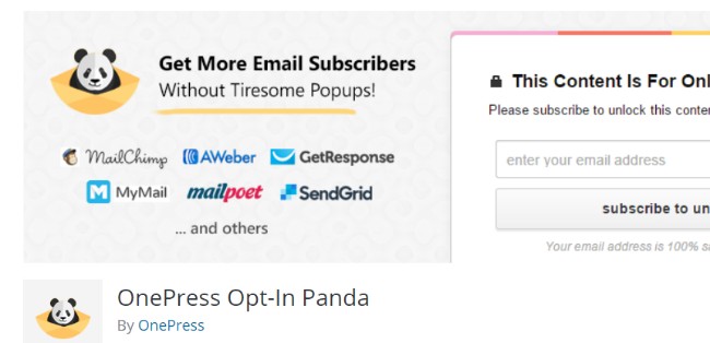 6. optin panda WP Private content plus