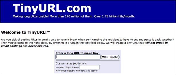 tinyurl Link Shorteners, TinyURL