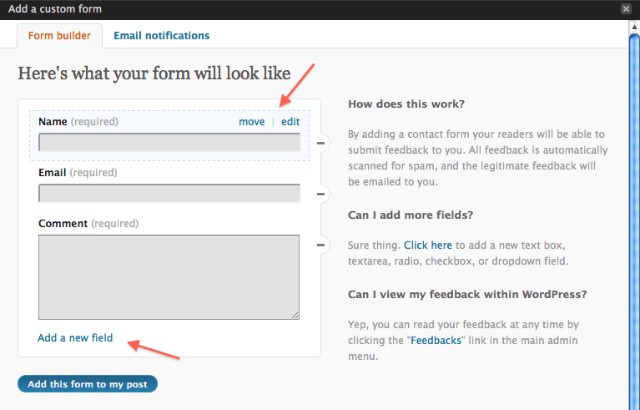 Jetpack Contact Forms