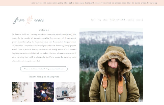 42. from roses Top Squarespace site examples