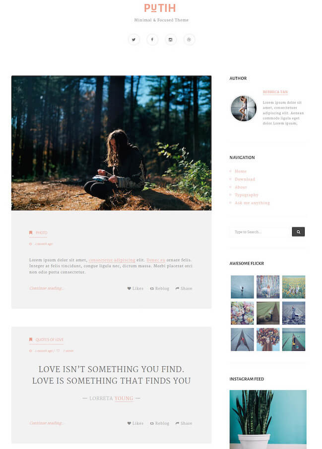 Putih Clean Personal Tumblr Theme