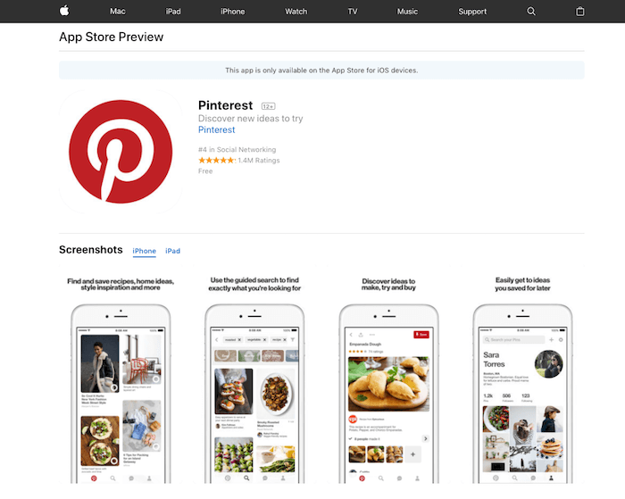 Application Pinterest