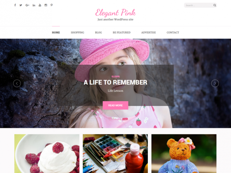 ELEGANT PINK Free Pinterest Style WordPress Theme