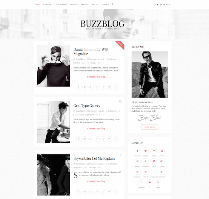 BuzzBlog Tumblr Style WordPress Theme
