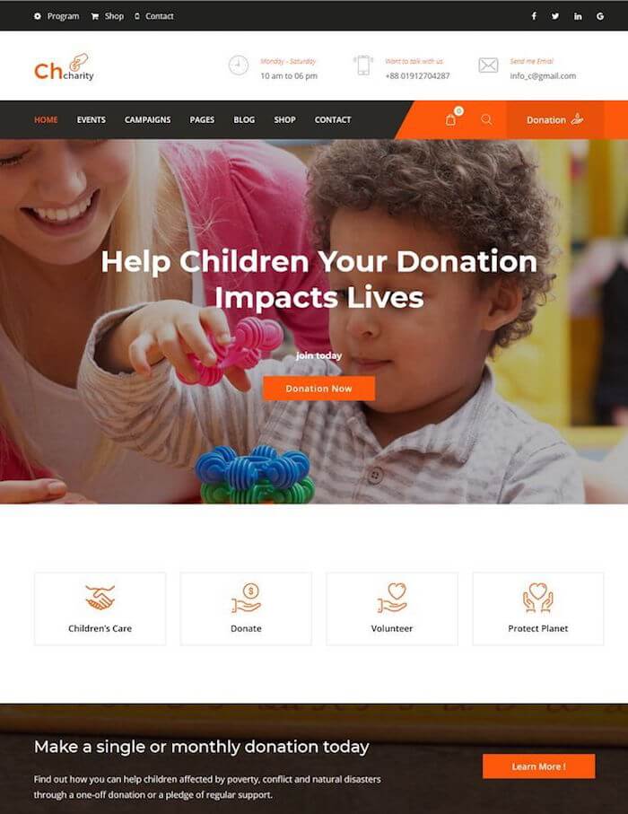 Chcharity Fundraising HTML Template