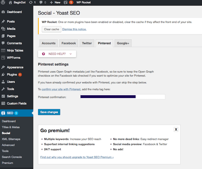 Connect Pinterest to Yoast SEO Connect Pinterest to Yoast SEO