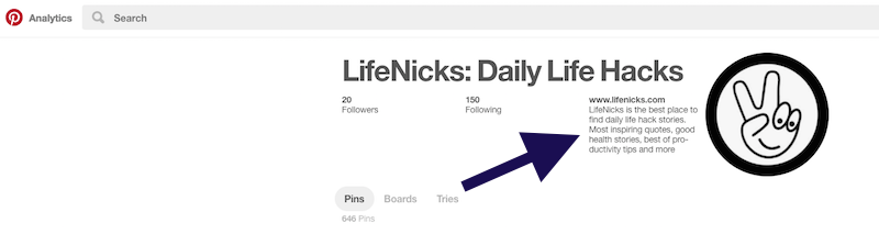Pinterest Profile description
