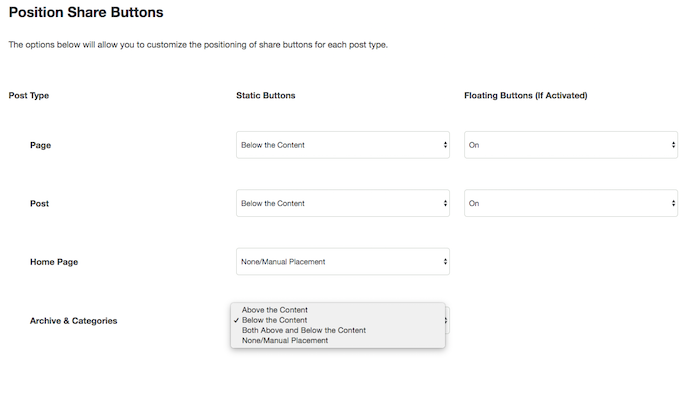 Social Warfare Button Placements