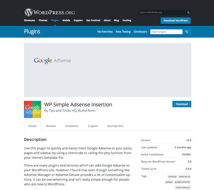 WP Simple Adsense Insertion WP Simple Adsense Insertion