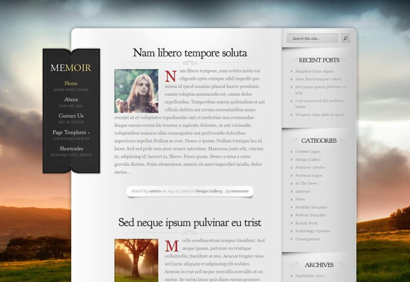 memoir theme wordpress Memoir Tumblog Style WordPress Theme