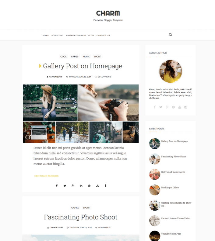 Charm Personal Blogger Template