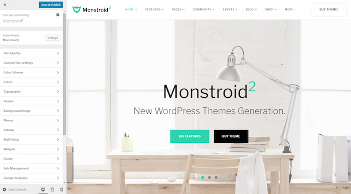 Monstroid 2 Customizer