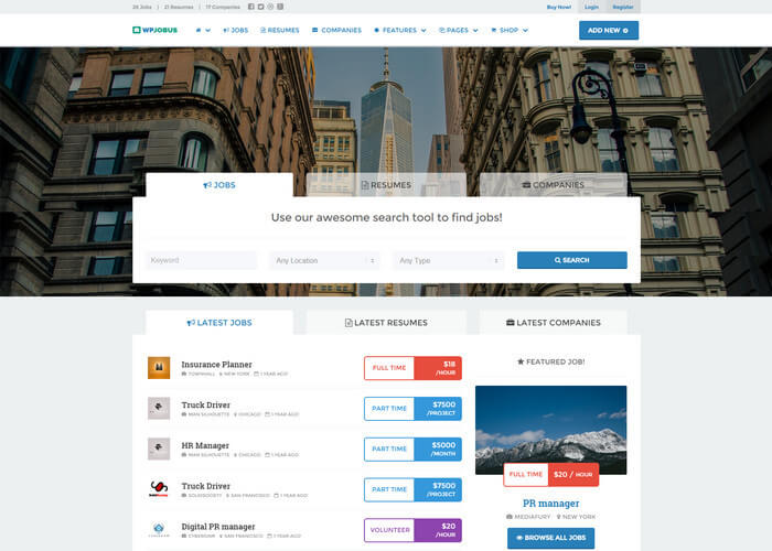 WPJobus Job Board Resumes WordPress Theme WPJobus - Job Board Resumes WordPress Theme