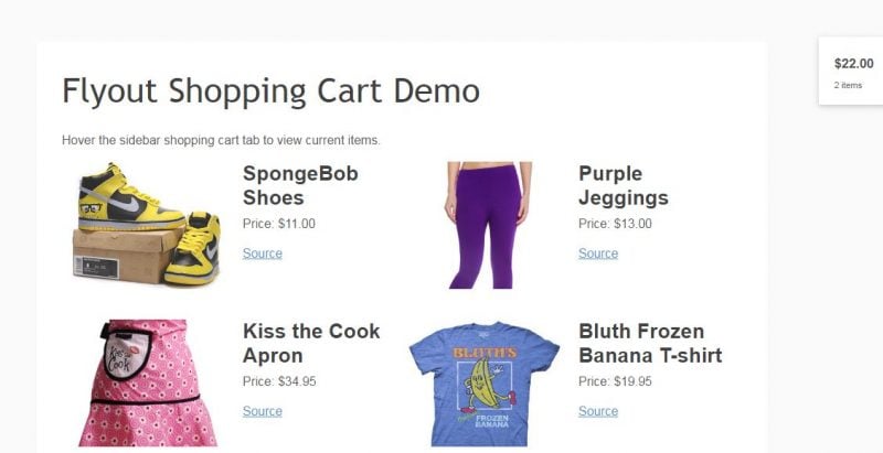 dja Hidden Flyout Shopping Cart Menu with CSS3