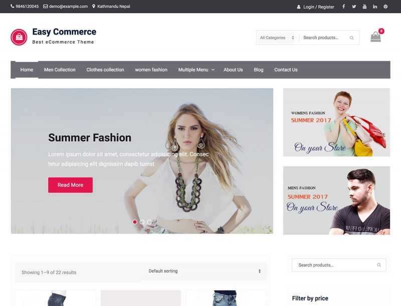 easy ecommerce free woocommerce wordpress theme Easy Commerce