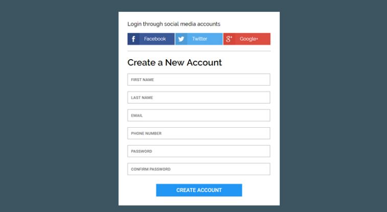 Login Form With Create Account