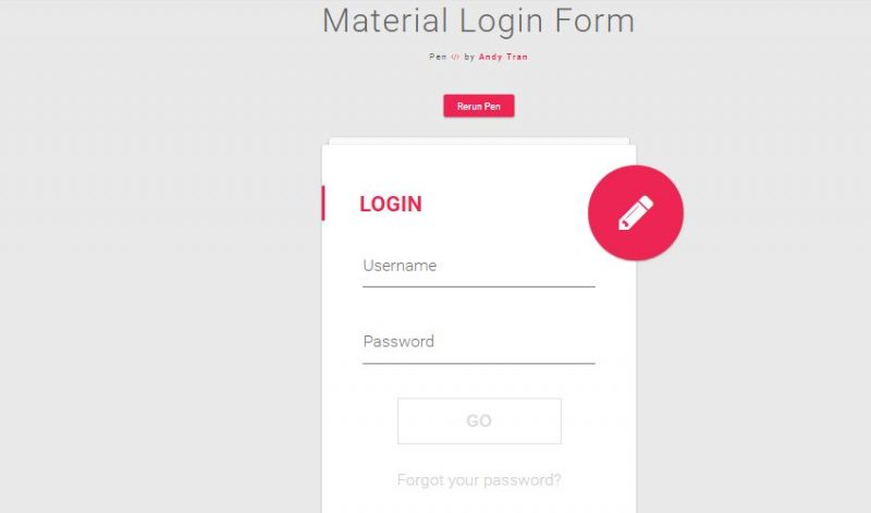 Material Login-Formular