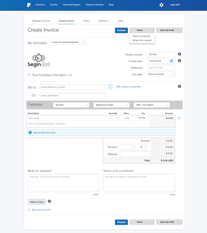 PayPal Invoice Generator PayPal Invoice Generator