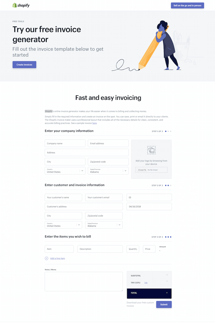 Shopify Invoice Generator