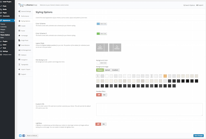 Styling Options MyThemeShop