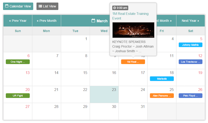 Tiva Events Calendar For WordPress