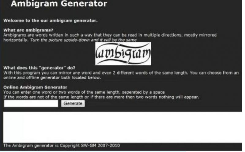 Ambigram Generator by Parascientifica