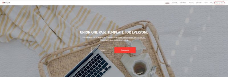 Modèle HTML d'union