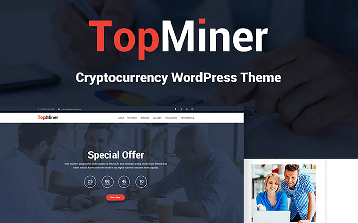 TopMiner - Tema WordPress de criptomoeda