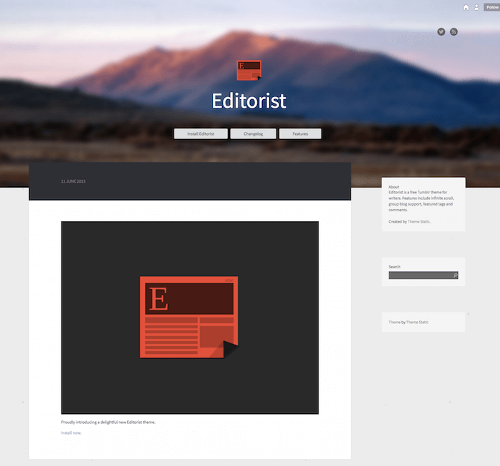 Editorist Free Tumblr Theme