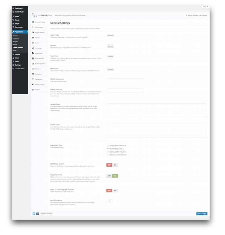 Schema Theme General Settings