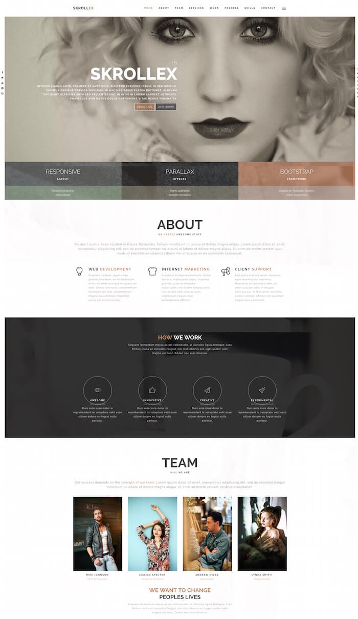 Skrollex Creative One Page Parallax Template