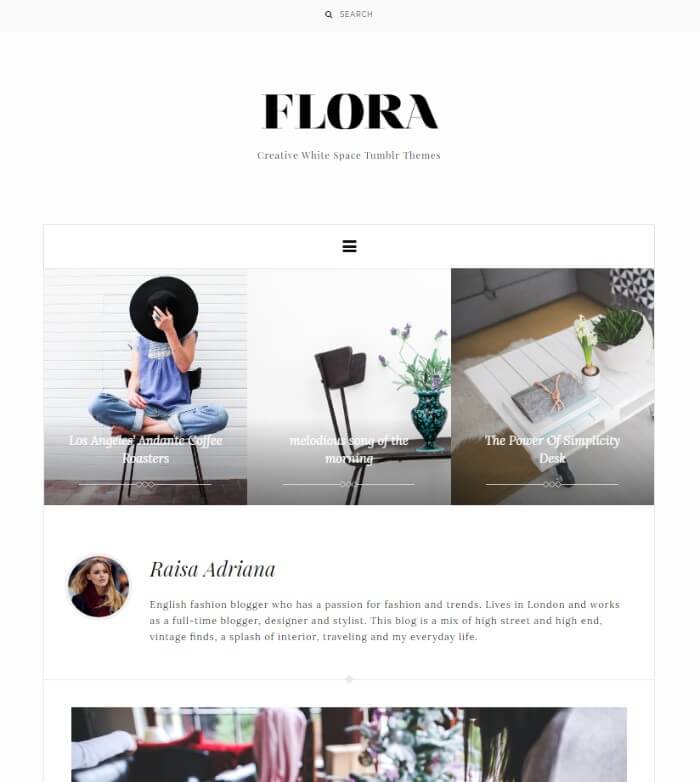Flora minimal Tumblr theme