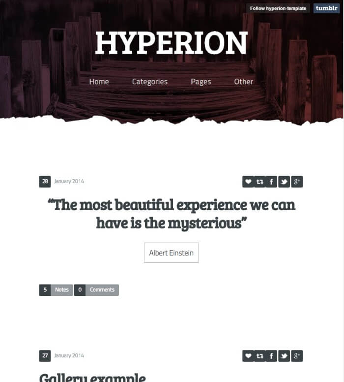 hyperion Tumblr theme