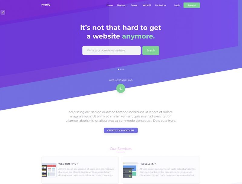 Hostify HTML Template