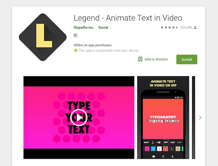 Legend Animate Text in Video