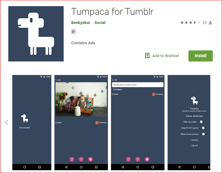 Tumpaca Tumblr App