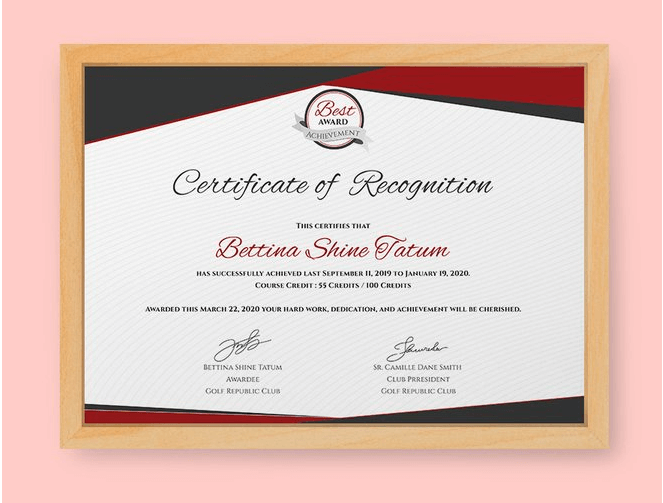 Certificate of Recognition Template