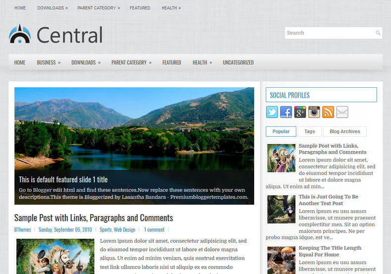 Central Blog Blogger Template