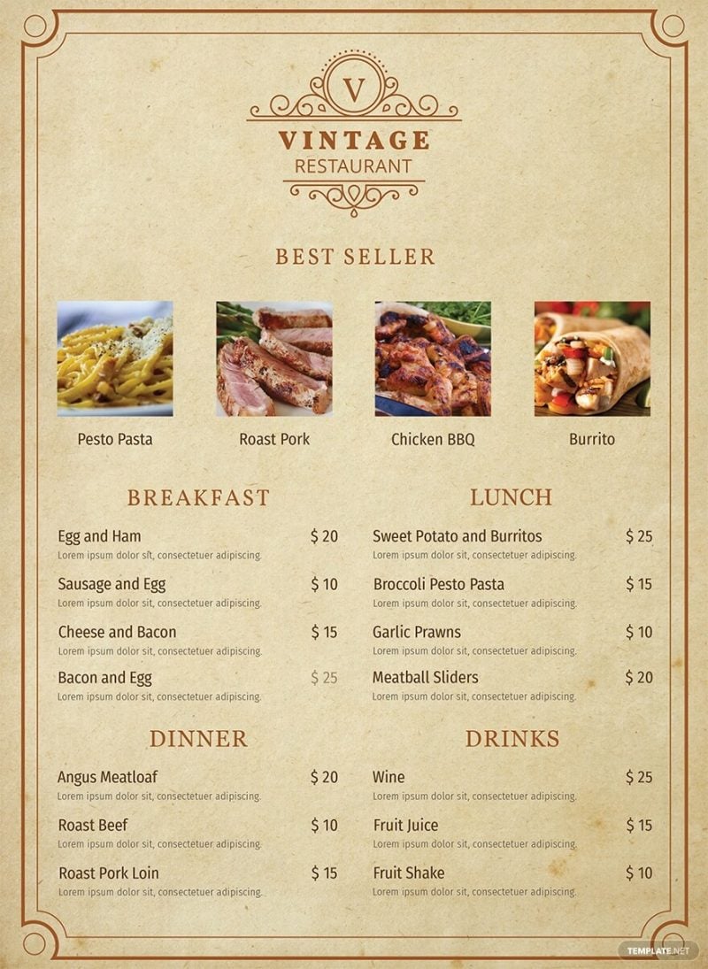 Free-Vintage-Menu-Template