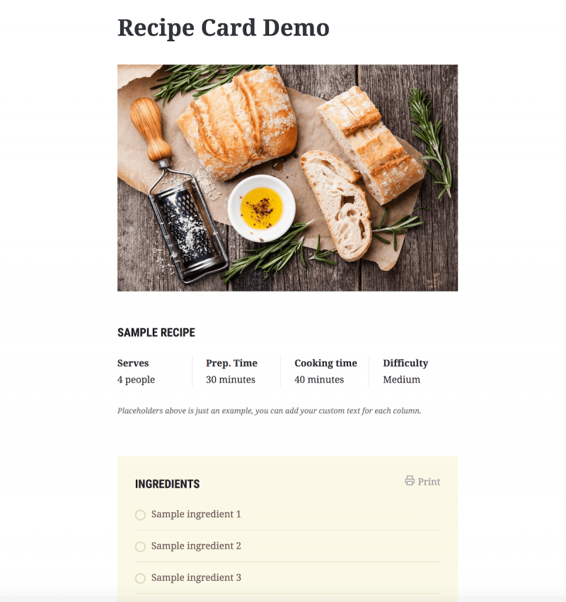 Gutenberg Recipe Block Gutenberg Recipe Block