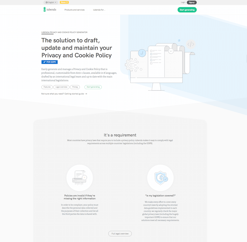 Iubenda Legal Page Generator