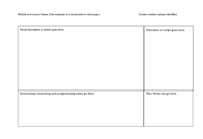 Storyboard Format Template